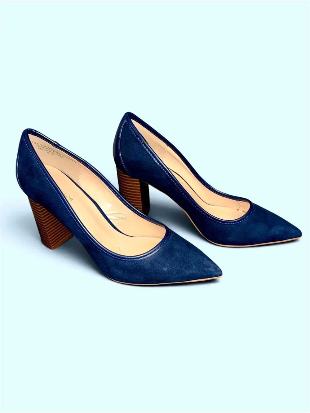 Ann Taylor Navy Suede Block Pump Heels